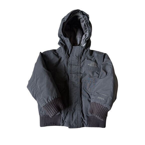 The North Face 2T Gotham Goose Down Jacket Black Hooded - Picture 1 of 9